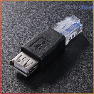 【 DOM 】ตัวแปลงสายเคเบิลเครือข่าย LAN หัวคริสตัลอีเธอร์เน็ต RJ45 ตัวเมียเป็น USB ตัวเมีย