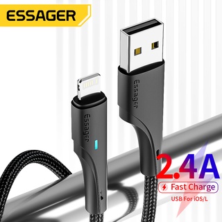 Essager สายชาร์จ usb ios อินเตอร์เฟซ 3A LED ชาร์จเร็ว สําหรับโทรศัพท์มือถือ iP 8 0.25 ม.-3 ม.