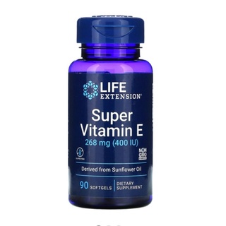 Life Extension Super Vitamin E 268 mg 400 IU 90 Softgels Derived From Sunflower Oil Non-GMO LE Certified วิตามินอี