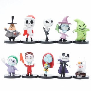 Ws ตุ๊กตาฟิกเกอร์ The Nightmare Before Christmas Jack Skellington 10 ชิ้น สําหรับเด็ก