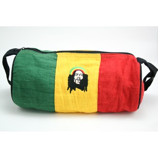 สินค้าราสต้า Bag Hemp Tube Middle Size Rastaman กระเป๋าสะพายราสต้าใยธรรมชาติทรงยาว ปักลาย BOB MARLEY 5×12 นิ้ว