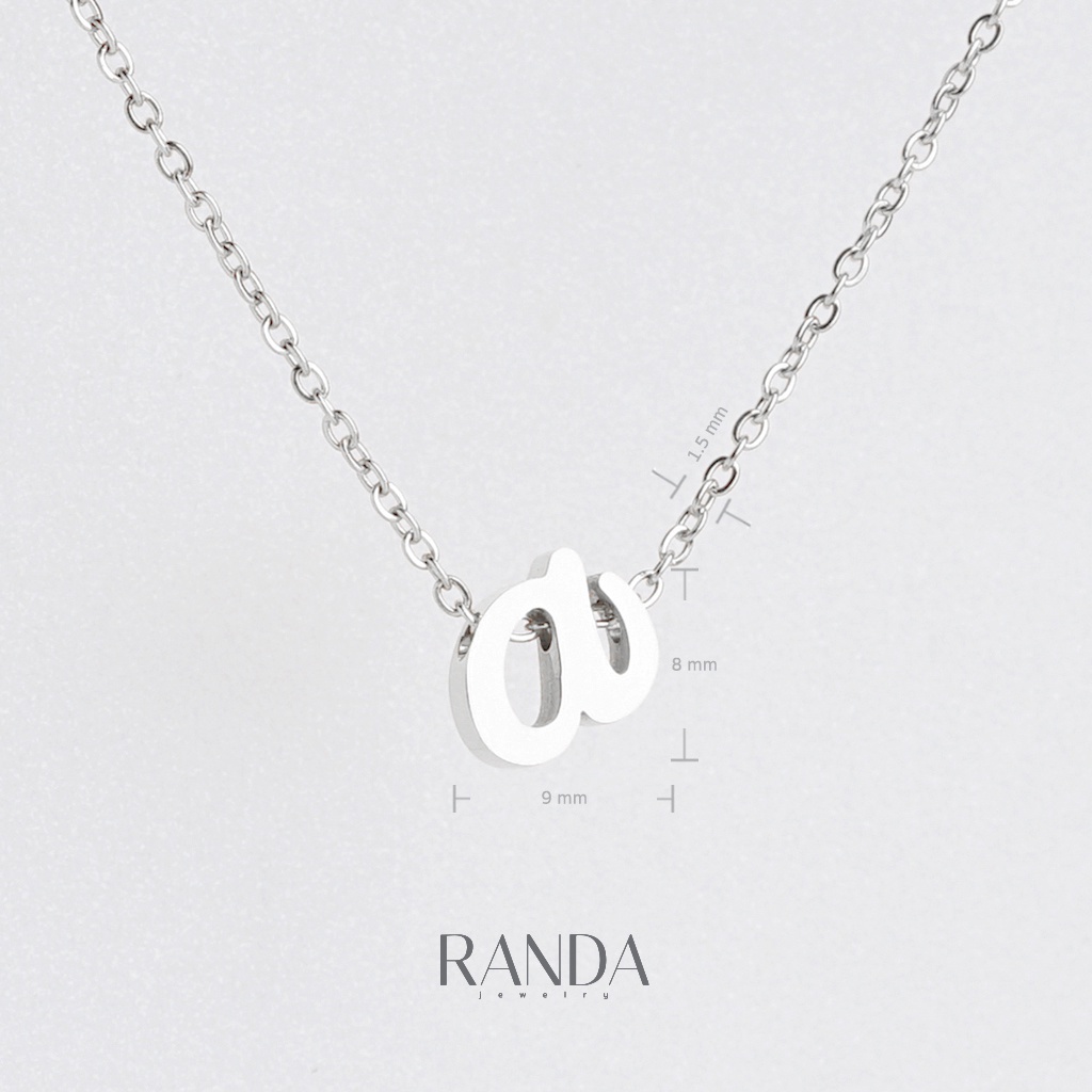 Randa สร้อยคอตัวอักษร สีเงิน ตัวเขียน A-M สแตนเลส เลือกความยาว DIY มินิ ...