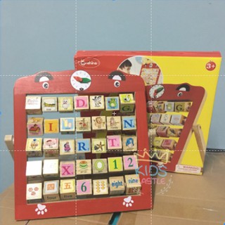ของเล่นไม้ ของเล่นไม้เสริมพัฒนาการ นับเลข สอนภาษา สอนดูนาฬิกา Alphabet Teaching Frame