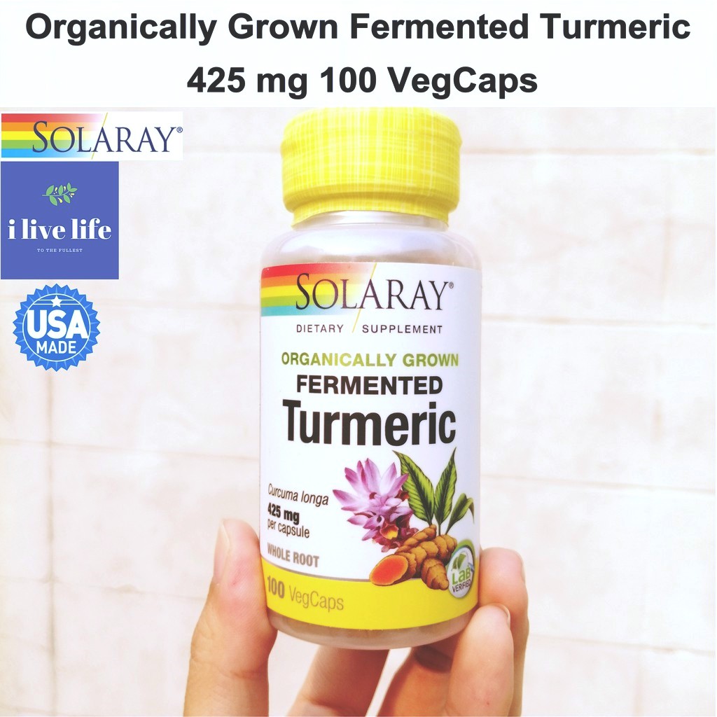 ภาพหน้าปกสินค้าสารสกัดขมิ้นชัน Organically Grown Fermented Turmeric 425 mg 100 VegCaps - Solaray จากร้าน ilivelife บน Shopee