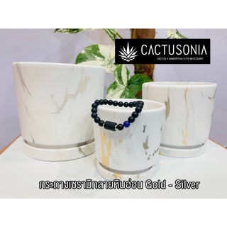 กระถางเซรามิกลายหินอ่อนคละ Mixed Marble Ceramic Pot