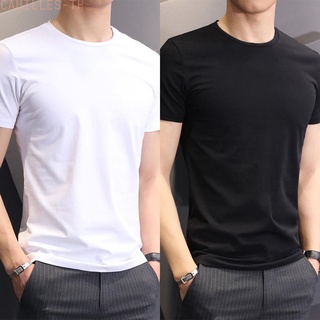 CAMILLES - -Men Crew Neck Basic Plain T-shirt Blouse Pullover Sleeve Sleeve Slim Fit Top High Quality-【Mens-fashion】