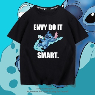 เสื้อยืดแขนสั้นลําลอง ผ้าฝ้ายแท้ ทรงหลวม พิมพ์ลาย Stitch แฟชั่นฤดูร้อน แนวสตรีท 230 กรัม