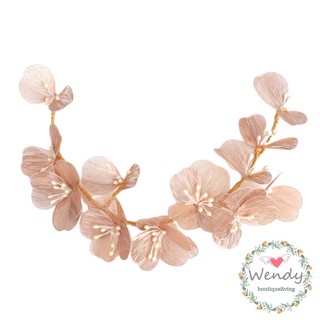 Korean Style Golden Silk Petal Hair band Hairband Handmade Hair Decor Tiara Bride Garland Wedding Full Dress Accessory