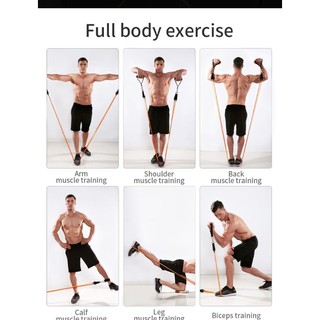 Multi function resistance band set ยางยืด ฟิตหุ่น 5 เส้น 5 ระดับ