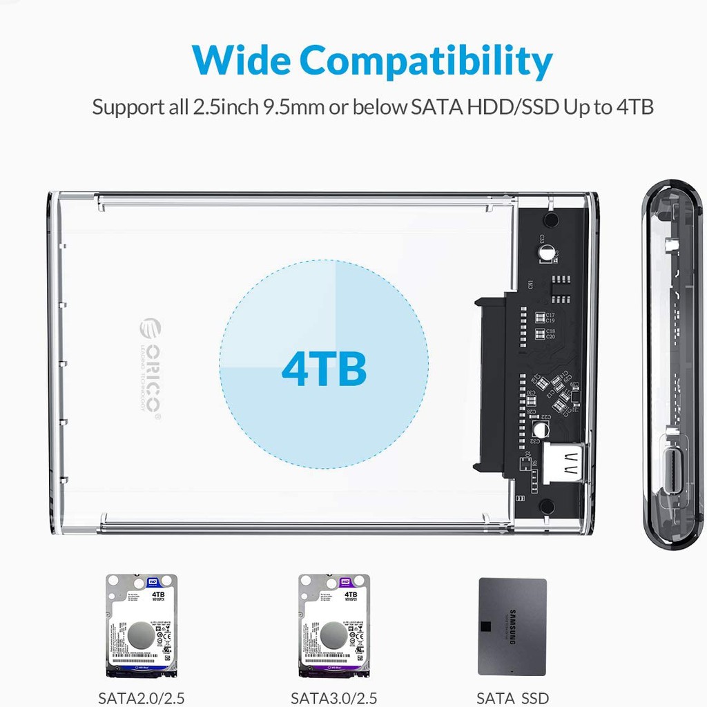 ภาพสินค้าOrico กล่องใส่ HDD แบบใส Harddisk SSD 2.5 SATA เป็น USB 3.1 10Gbps 5Gbps 4TB SSD HDD Enclosure Type C With UASP TRIM (2139C3) จากร้าน orico.th บน Shopee ภาพที่ 5