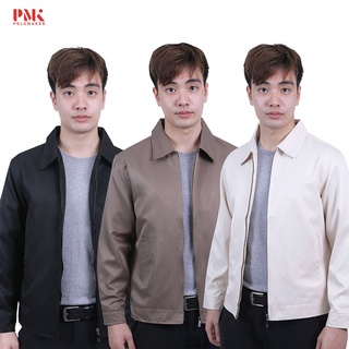 สินค้า เสื้อแจ็คเก็ตกึ่งสูท คอปก ทรงสวย ผ้าเรียบ ด้านในซับมีกระเป๋า - PMK Polomaker