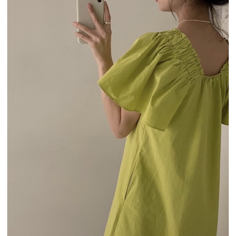lemon-dress-เดรสสีเขียว-เดรสยาวสีเขียวมะนาว