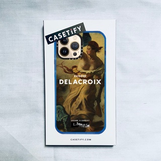 Casetify X LOUVRE เคสโทรศัพท์มือถือแบบนิ่ม ลาย Eugène Delacroix สีน้ําเงินเข้ม สําหรับ IPhone 14 13 12 11 Pro MAX Mini XS MAX XR X SE 6 6S 7 8 Plus