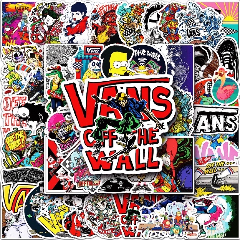 สติ๊กเกอร์-vans-256-แวนส์-50ชิ้น-van-skateboard-แวน-รองเท้าvans-รองเท้าแวน-สเก็ตบอร์ด-surf-skate