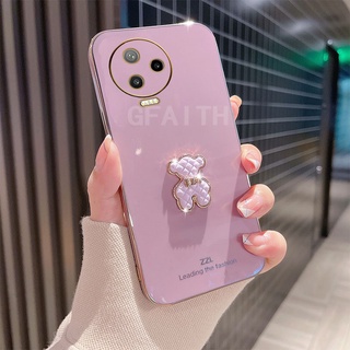 New เคสโทรศัพท์ Infinix NOTE 12 Pro 4G 5G 2022 Fashion Camera Lens Protection Cute Crystal Bear Plating Soft Case Cover เคส INFINIX NOTE12Pro