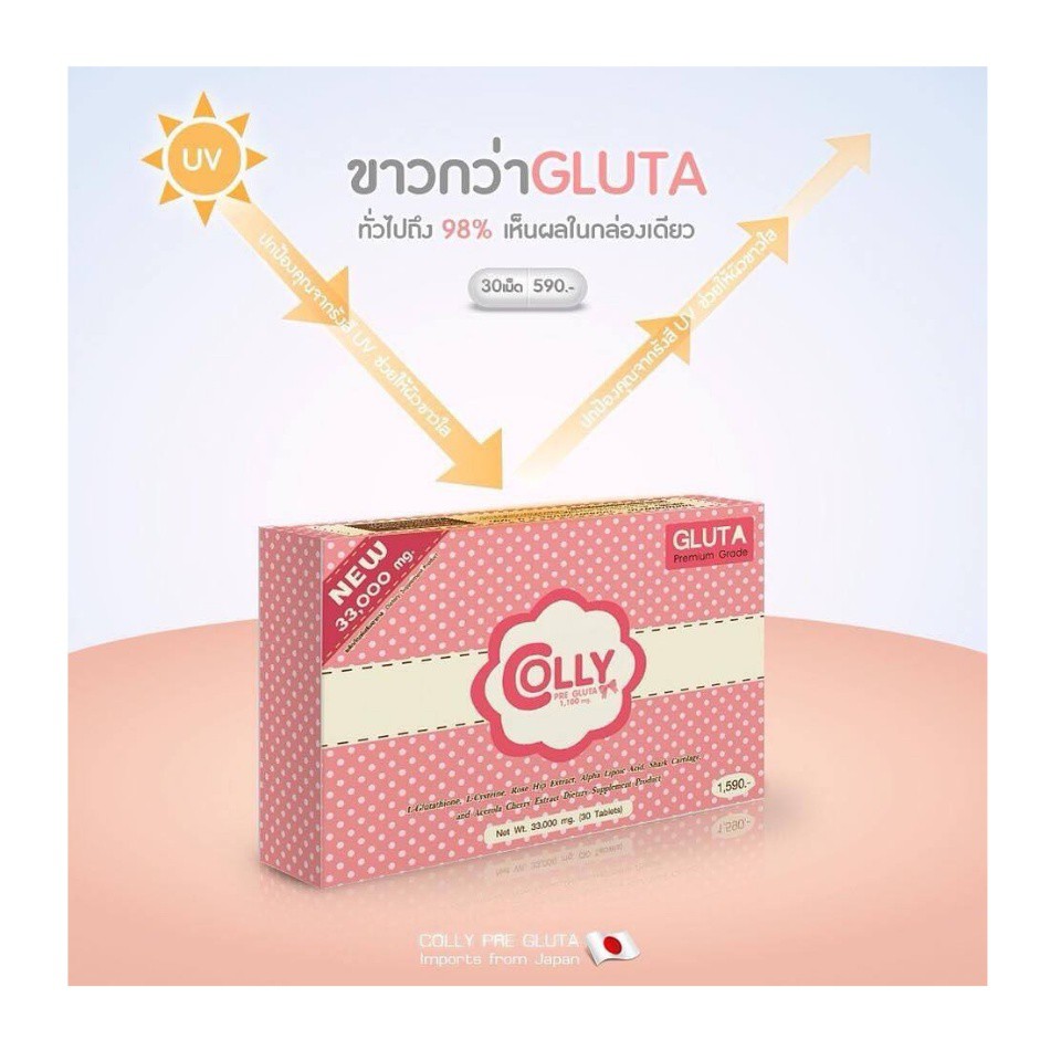 ของแท้-colly-pre-gluta-คอลลี่-พรีกลูต้า-33-000-mg-1-กล่อง-30-แคปซูล-ช่วยลดรอยฝ้า-กระ-จุดด่างดำ-รอยดำ-ริ้วรอย-ผิวขาวใส