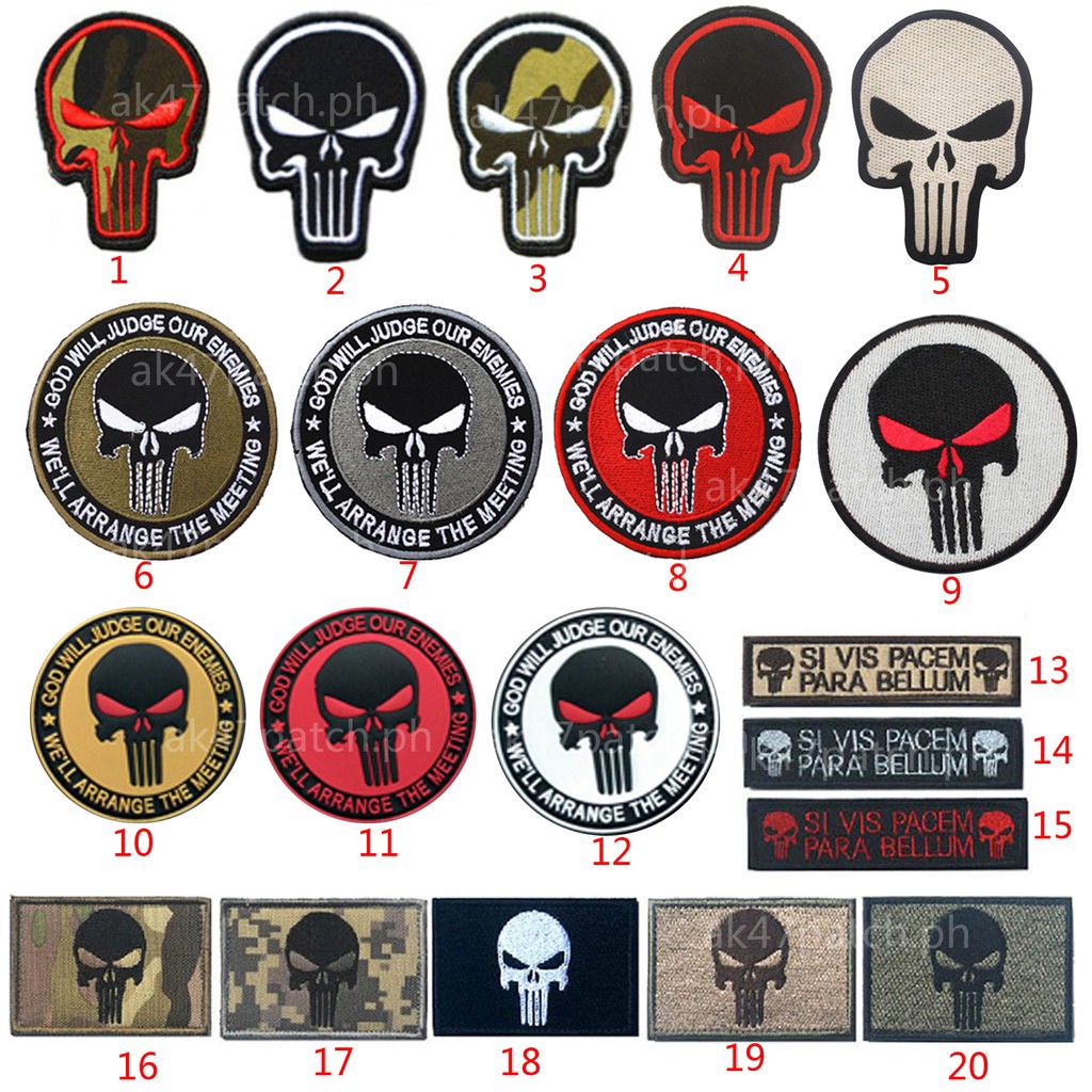 Embroidered Army Hook and Ring Punisher Striped Badge Army Fan Chest ...