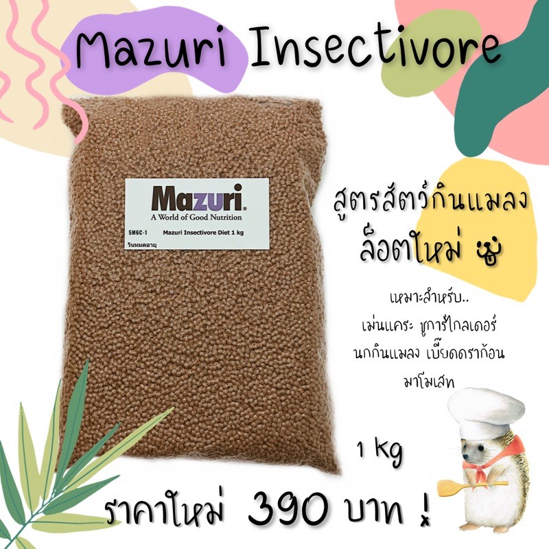 (พร้อมส่ง) Mazuri Insectivore (5M6C) 1kg สำหรับสัตว์กินแมลง : เม่นแคระ ...