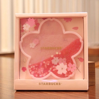 STR Starbucks romantic pink sakura blossom coffee cup coaster quicksand cup mat