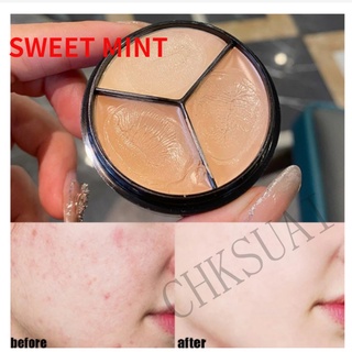 Sweet Mint คอนซีลเลอร์พาเลท 3 สี / คอนซีลเลอร์ปกปิดรอยคล้ํา ชุ่มชื้น ติดทนนาน / คอนซีลเลอร์ มองไม่เห็น รูขุมขน อย่างเป็นธรรมชาติ