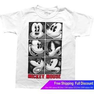 ดิสนีย์เสือยืดผู้ชาย เสื้อบอดี้โ Disney Mickey Mouse Tee Attitude Youth Boys T Shirt White T-Shirt