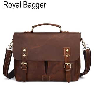 Royal Bagger กระเป๋าถือ กระเป๋าสะพายไหล่ หนังแท้ ใส่แล็ปท็อปได้ สไตล์นักธุรกิจ สําหรับผู้ชาย