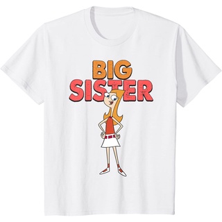 เสื้อยืดผ้าฝ้ายพรีเมี่ยม เสื้อยืด พิมพ์ลาย Disney Phineas And Ferb Big Sister