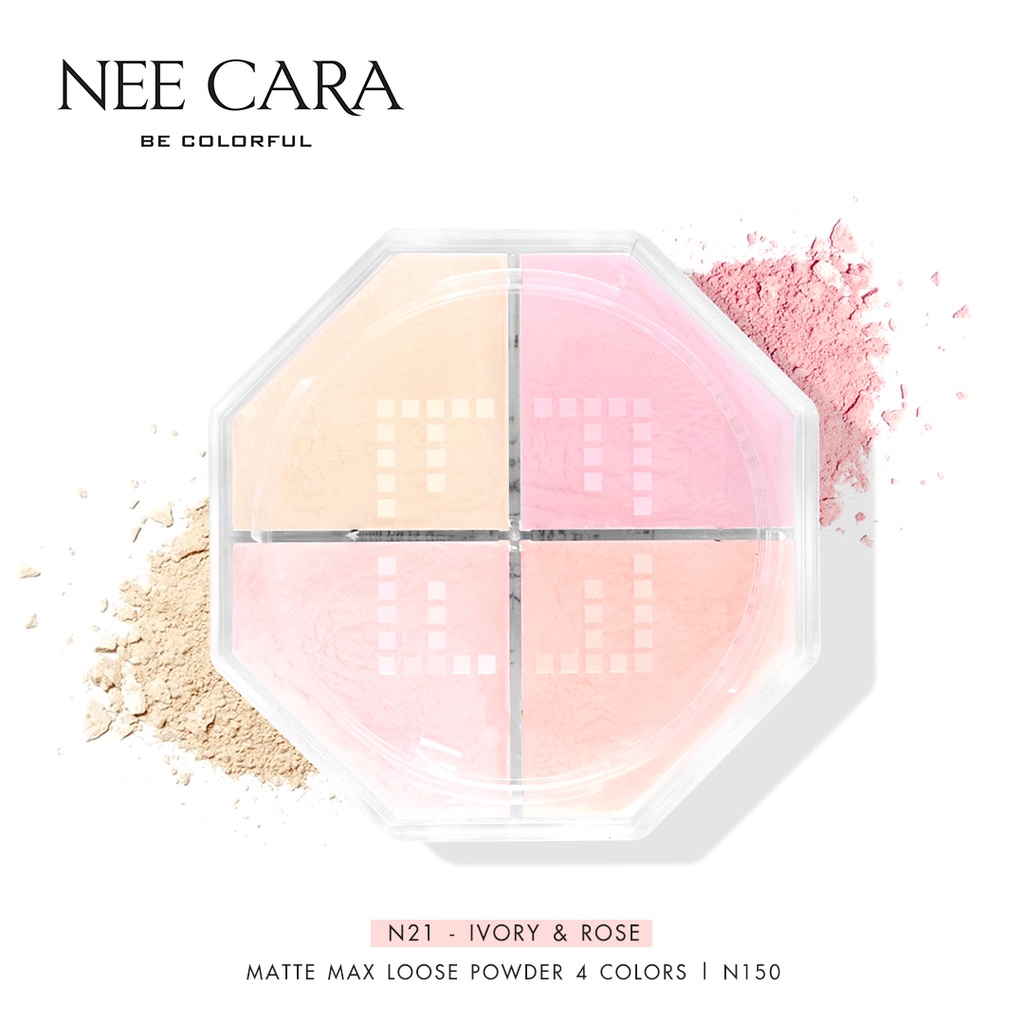 นีคาร่า-แป้งฝุ่น-แป้งโปร่งแสง-เนื้อแมท-คุมมัน-4สี-n150-ของแท้100-nee-cara-matte-max-loose-powder-4-colors