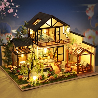 ภาพหน้าปกสินค้า[พร้อมส่ง] Cutebee DIY บ้านตุ๊กตา บ้านไม้ไผ่จีน พร้อมไฟ LED ที่เกี่ยวข้อง