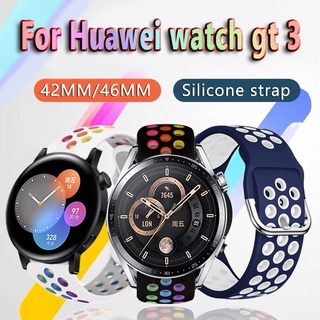 สาย Huawei watch gt 3 42มม สายซิลิโคน Huawei watch gt 3 46มม สมาร์ทวอทช์ ซิลิโคนอ่อนนุ่มระบายอากาศ สายนาฬิกาสำรอง สายสายรุ้ง