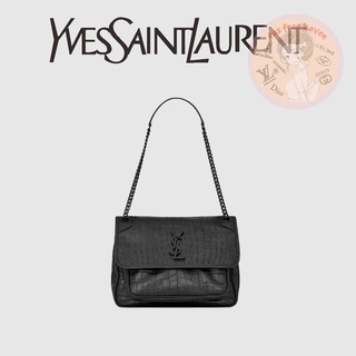 ราคาต่ำสุดของ Shopee 🔥 ของแท้ 100% 🎁YSL/Yves Saint Laurent brand new NIKI medium soft crocodile embossed leather handbag