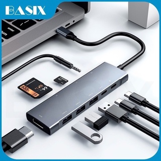 9 in 1 อะแดปเตอร์แปลงฮับ USB Type-C เป็น 4K HDMI พร้อมการ์ด PD USB3.0 SD TF แจ็ค 3.5 มม.