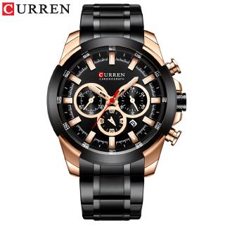 CURREN Fashion Casual Stainless Steel Watches Mens Quartz Wristwatch Chronograph Sports Watch Luminous pointers Clock M