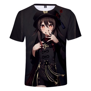 ☏☃Hot Game Genshin Impact Hu Tao Fashion T Shirt for Boys/girls Print 3D T Shirt Summer Short Sleeve T