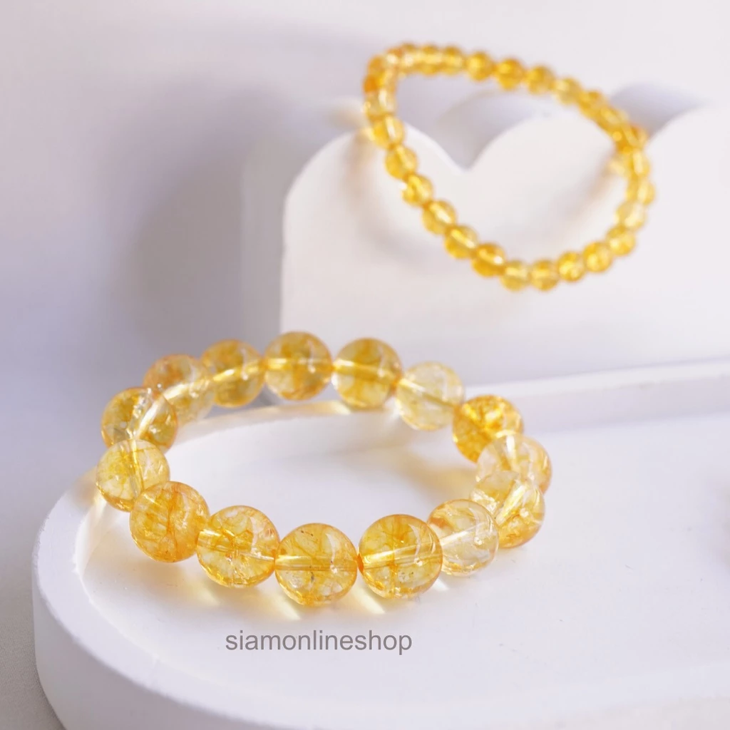 CITRINE หินซิทริน เลือกขนาดเม็ดหินได้ (4-12 มม.) หินแห่งความสำเร็จ สร้อยข้อมือหินแท้ https://wayoza.com
