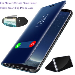 เคสโทรศัพท์มือถือหนังสำหรับ Moto P 30 Note One Power Flip Stand