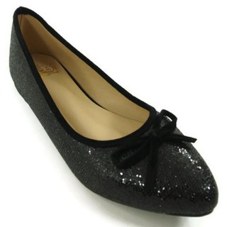 รองเท้าส้นแบน Ballet Glitterl Three sis shoes Black C001