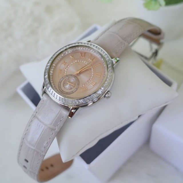 นาฬิกา-michael-kors-madelyn-rose-dial-grey-leather-ladies-watch-mk2446-สายหนัง-สีเทา