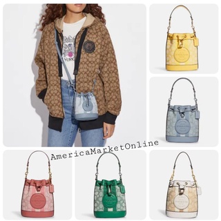 กระเป๋า COACH/ MINI DEMPSEY BUCKET BAG IN SIGNATURE JACQUARD WITH STRIPE AND COACH PATCH (COACH C8322)