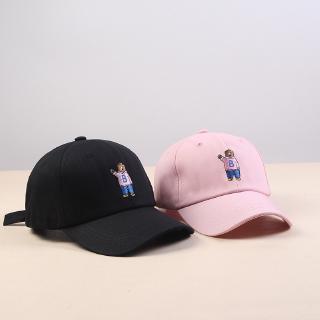 หมวกเบสบอล กันแดด ปักลายการ์ตูนหมี สีชมพู เข้ากับทุกการแต่งกาย สไตล์เกาหลี สําหรับนักเรียน