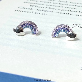 finely.yours 925 Stering Silver Jewelry| ต่างหูเงินแท้ รูปสายรุ้ง ประดับพลอยสีพาสเทล // Pastel Rainbow Earrings