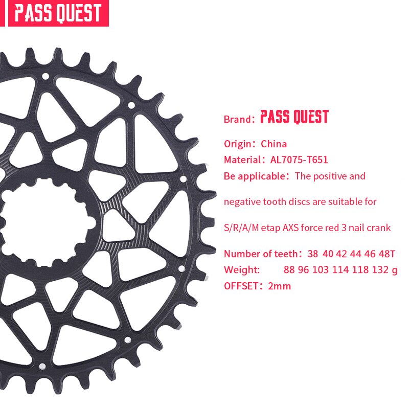 pass-quest-gxp-จานหน้าจักรยาน-กว้าง-แคบ-0-มม-3-มม-ออฟเซต-38-48t-สําหรับรถจักรยาน-sram-etap-axs-force-red