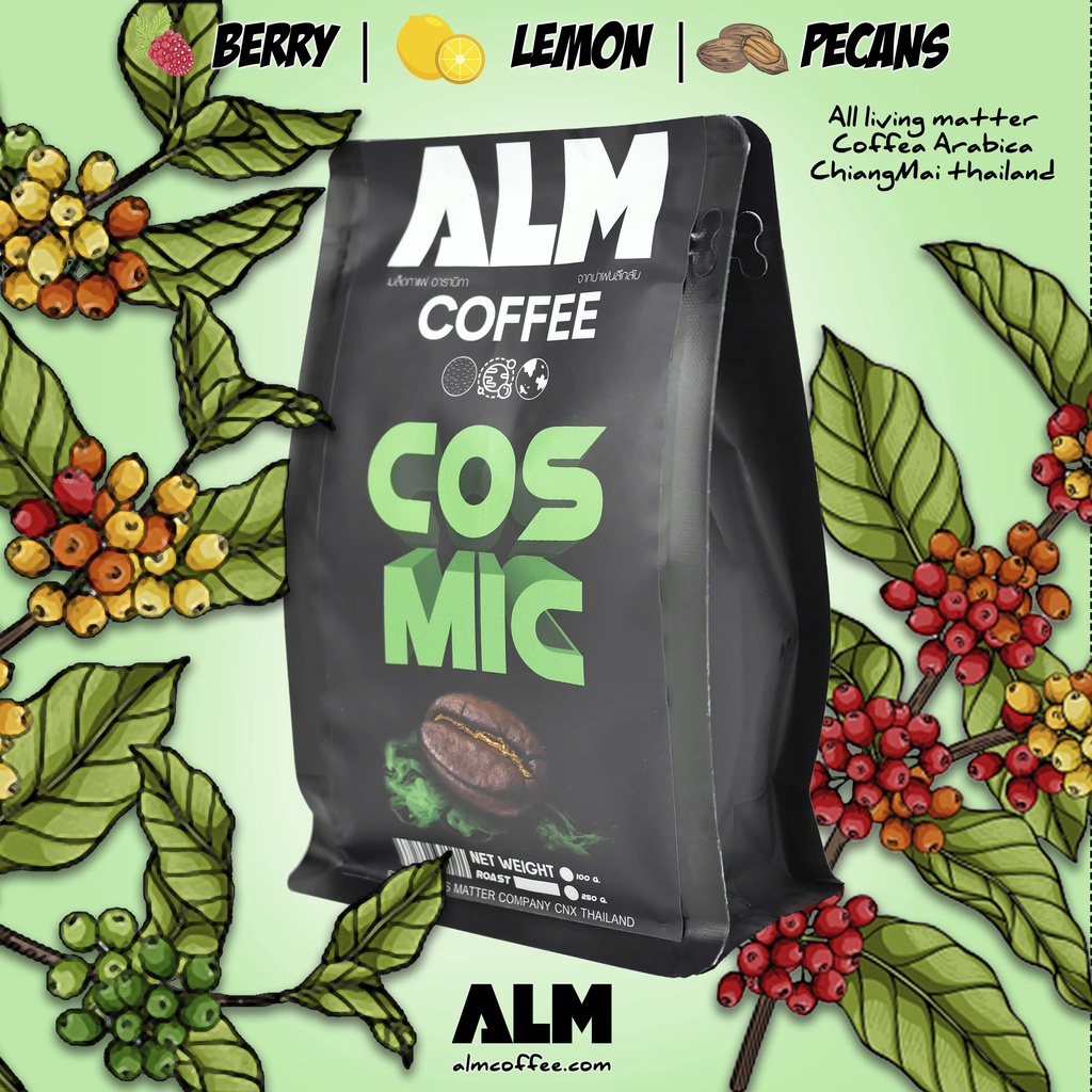 ภาพหน้าปกสินค้าเมล็ดกาแฟ ALM COSMIC ขนาด 250 กรัม เมล็ดใหญ่ เกรด AA