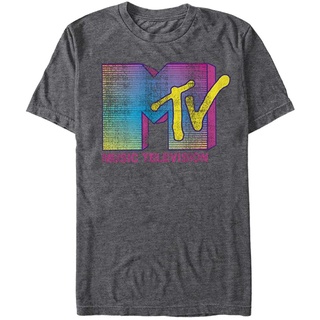 เสื้อยืดวินเทจ100%cotton เสื้อยืดผู้ชายแฟชั่น Fifth Sun Mens MTV Stripe Logo T-Shirt men เสื้อ ยืด ผู้ชาย คอกลม โอเวอร์