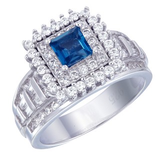 แหวนลอนดอนบลูโทปาซ  เงินแท้  92.5 % ชุบโรเดียม Ring london blue topaz  Silver92.5% & Rhodium