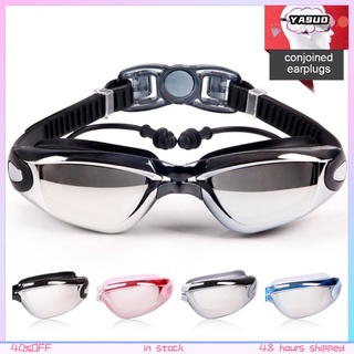 สินค้า  Swimming goggles with earplugs HD Anti Fog Waterproof Protection Glasses Diving Goggles For Adults swimming glasses 【YASUO】