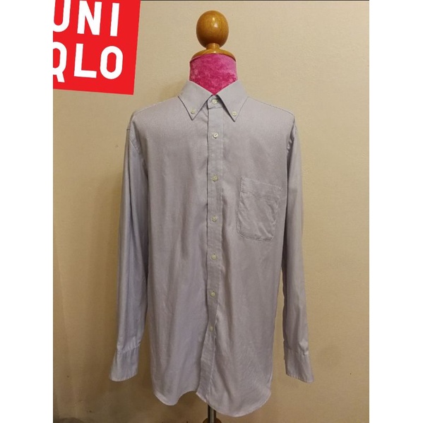 uniqlo-brand-2nd-hand-เสื้อเชิ้ตแขนยาวผ้าฝ้าย-100-size-l-made-in-china-แท้มือสองกระสอบนำเข้า