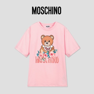Moschino เสื้อยืดแขนสั้น พิมพ์ลายโลโก้ OS Bear ทรงหลวม สําหรับคู่รัก