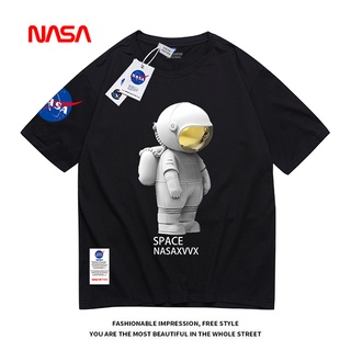 เสื้อยืดแฟชั่น - เสื้อยืดผู้ชายNasa&amp;amp;นักบินอวกาศแขนสั้นแขนสั้นแฟชั่นใหม่