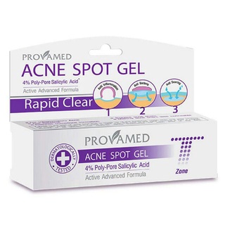 Provamed Rapid Clear Acne Spot Gel โปรวาเมด เจลแต้มสิวสูตรเร่งด่วนสำหรับ T-zone สำหรับสิวอักเสบ/สิวหัวหนอง 10 กรัม